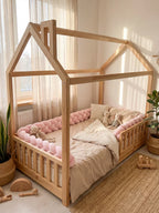 Woven Cotton Crib Liner, 4-Strand Braided Rail Guard for Nursery