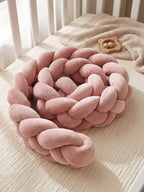 Woven Cotton Crib Liner, 4-Strand Braided Rail Guard for Nursery