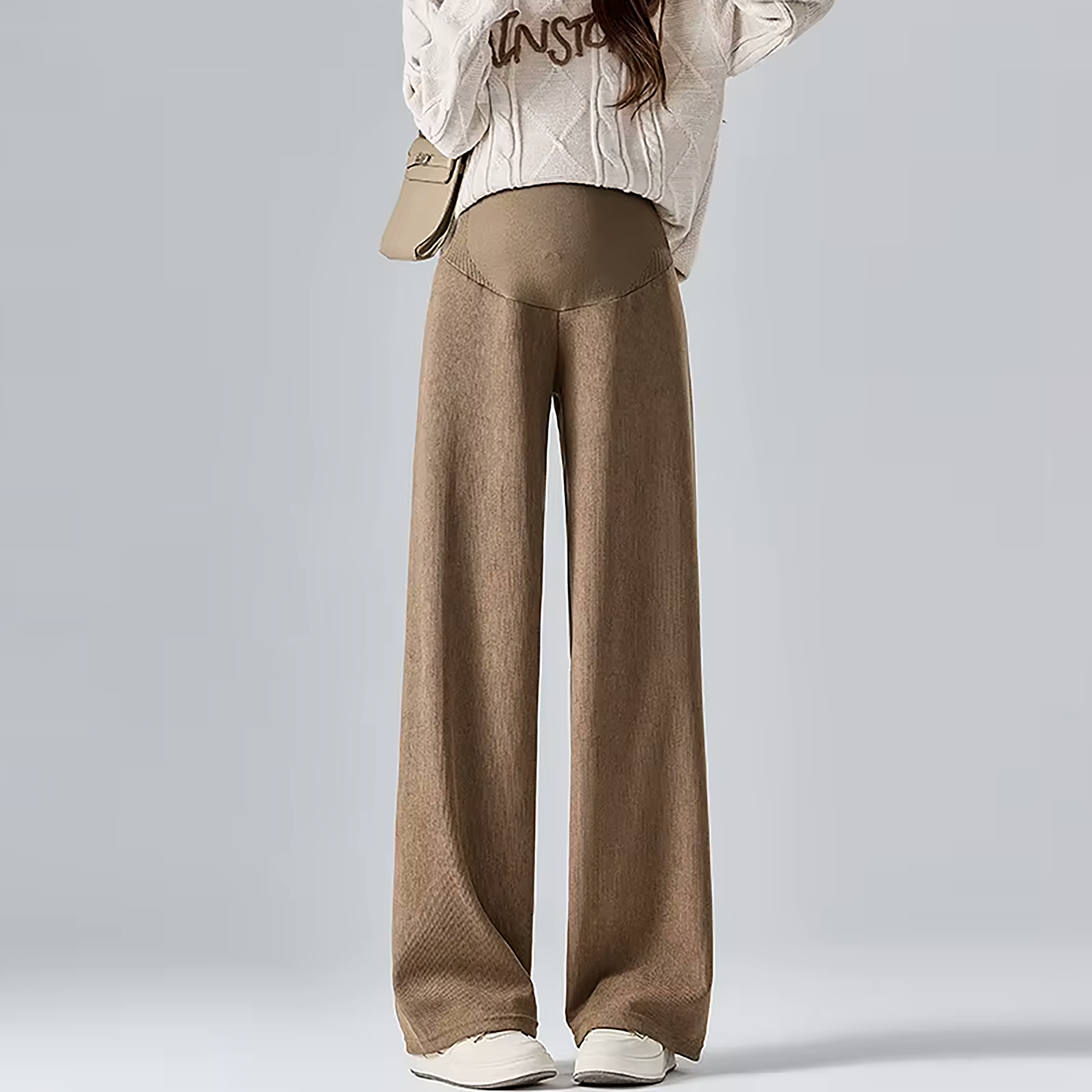Maternity Pants, Wide-Leg Cotton Blend for Everyday Comfort