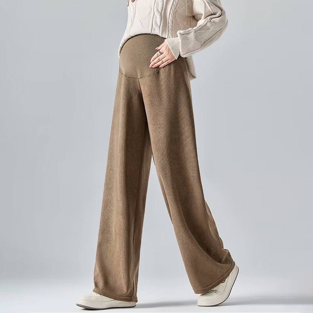 Maternity Pants, Wide-Leg Cotton Blend for Everyday Comfort