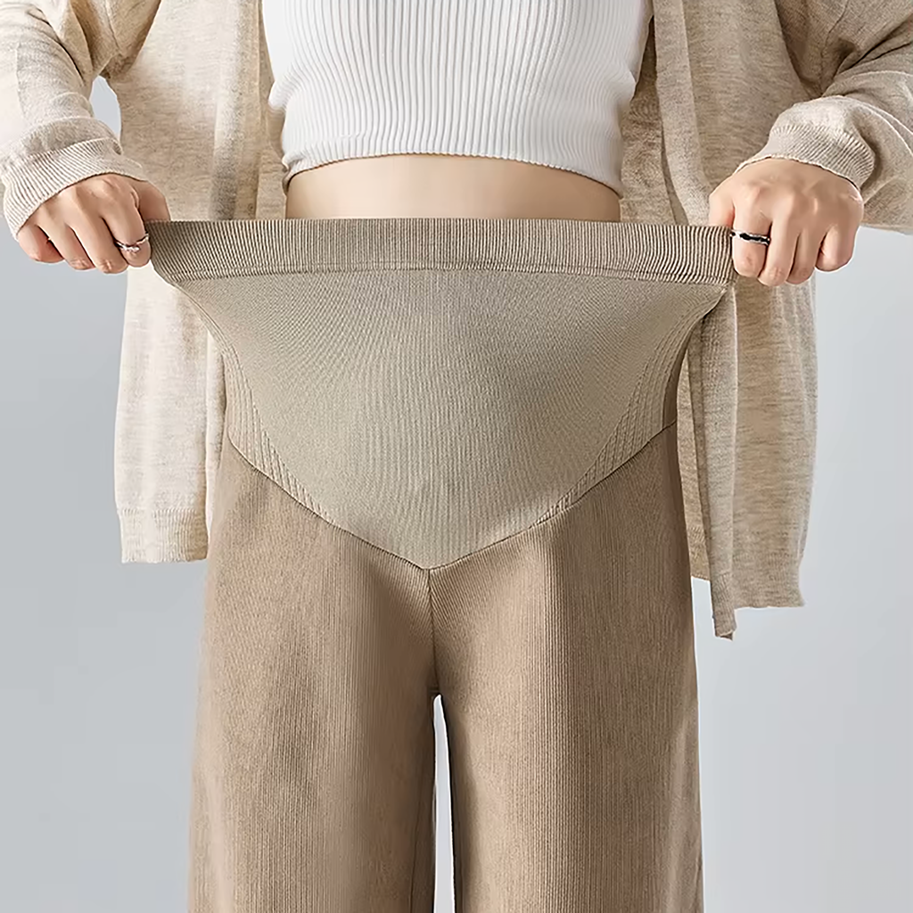 Maternity Pants, Wide-Leg Cotton Blend for Everyday Comfort