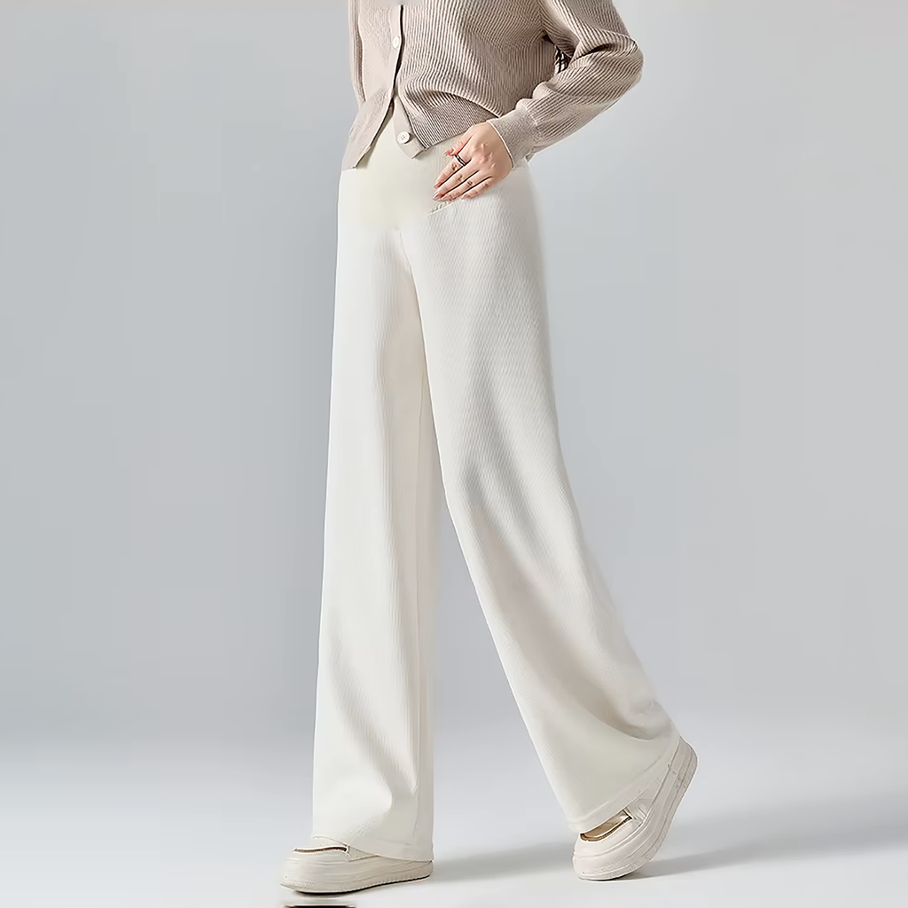 Maternity Pants, Wide-Leg Cotton Blend for Everyday Comfort