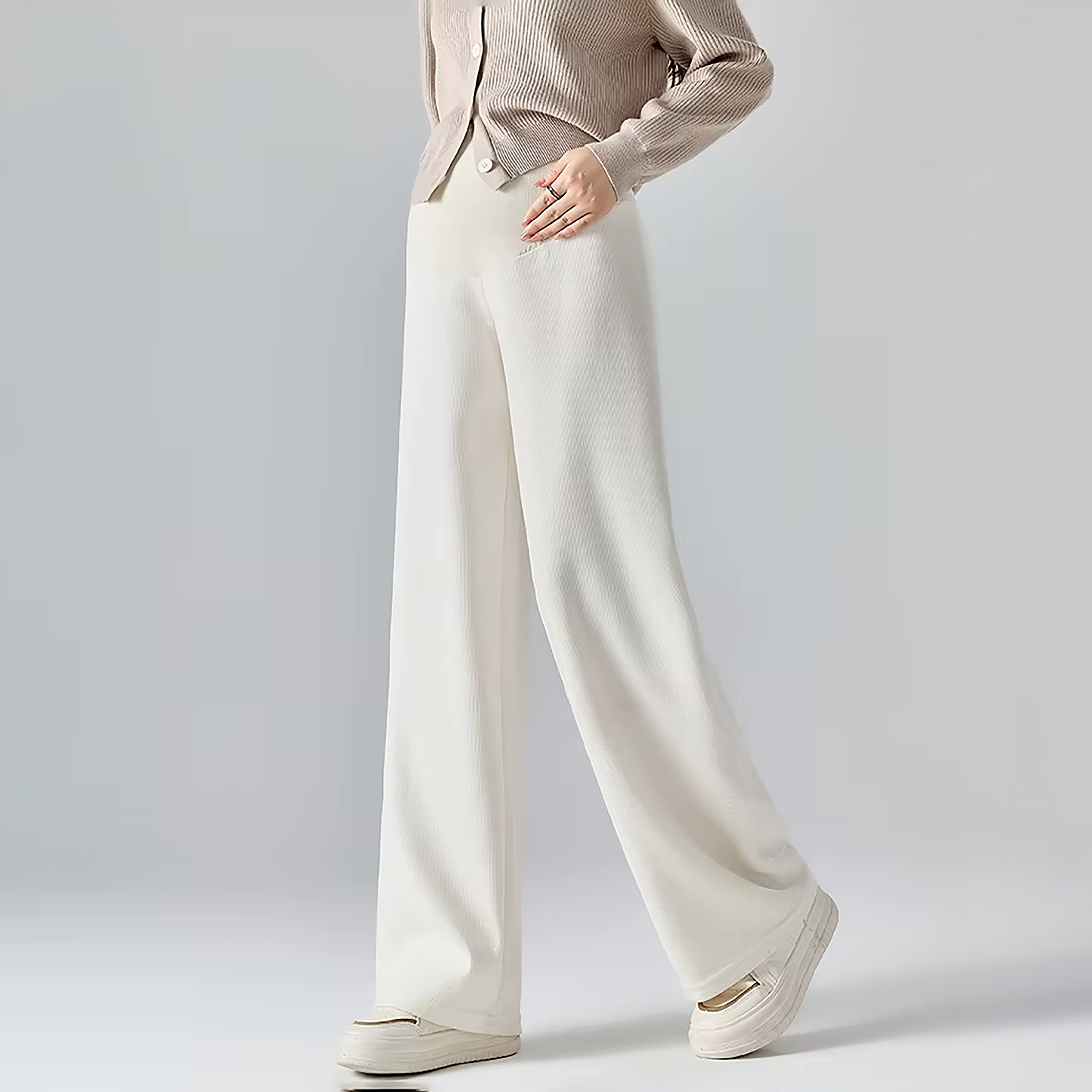 Maternity Pants, Wide-Leg Cotton Blend for Everyday Comfort