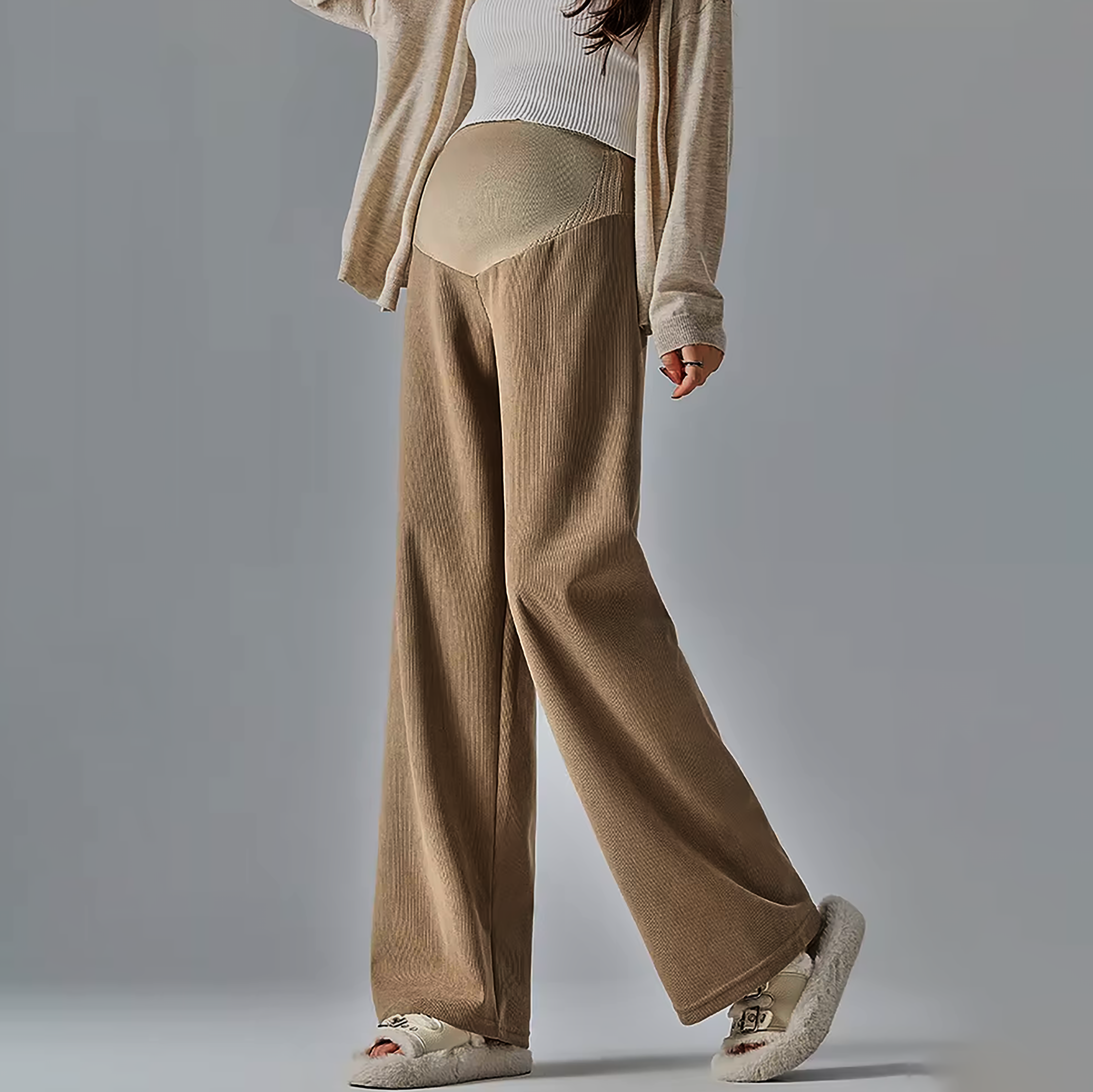 Maternity Pants, Wide-Leg Cotton Blend for Everyday Comfort