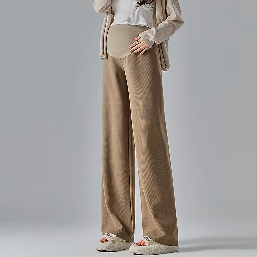 Maternity Pants, Wide-Leg Cotton Blend for Everyday Comfort