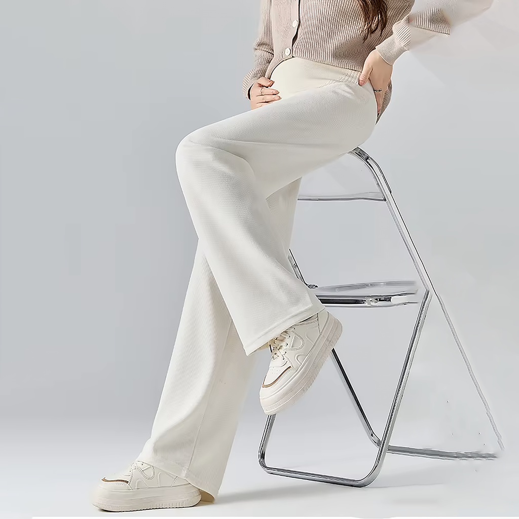 Maternity Pants, Wide-Leg Cotton Blend for Everyday Comfort