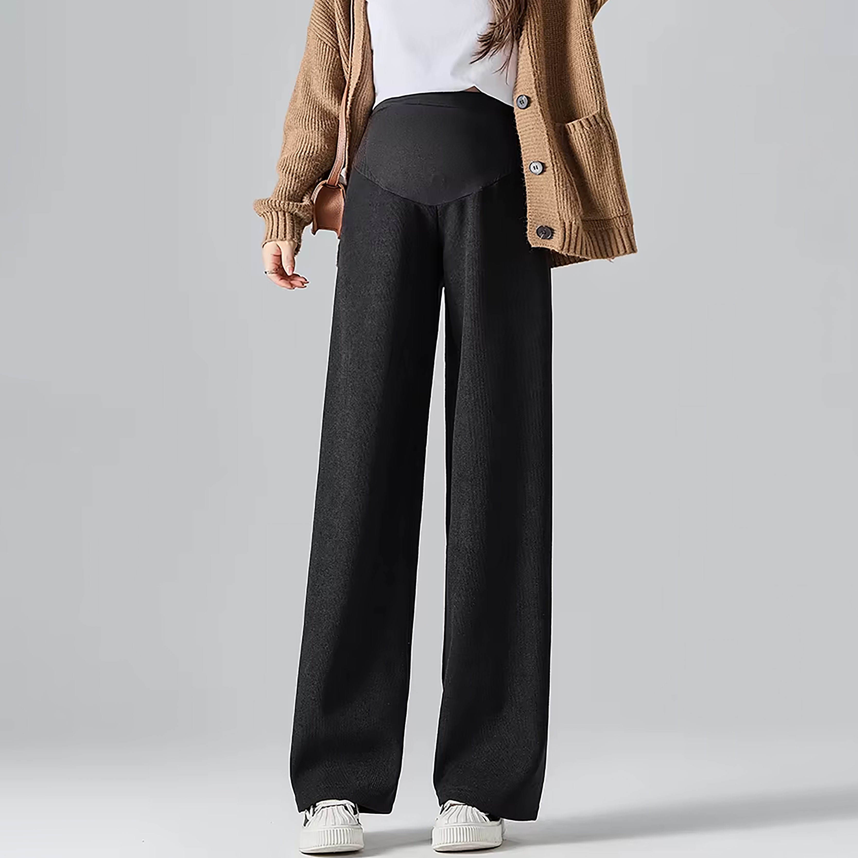 Maternity Pants, Wide-Leg Cotton Blend for Everyday Comfort