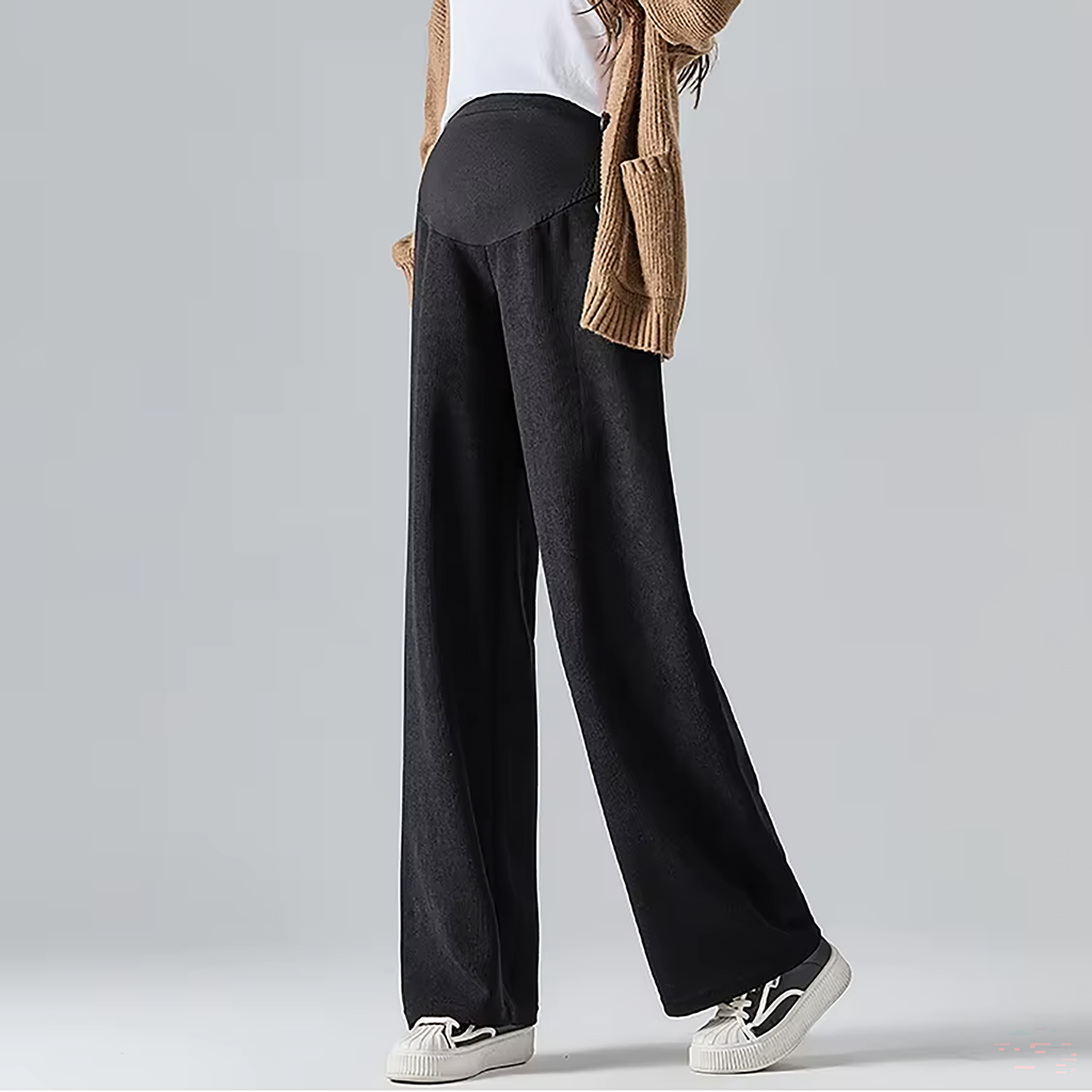 Maternity Pants, Wide-Leg Cotton Blend for Everyday Comfort