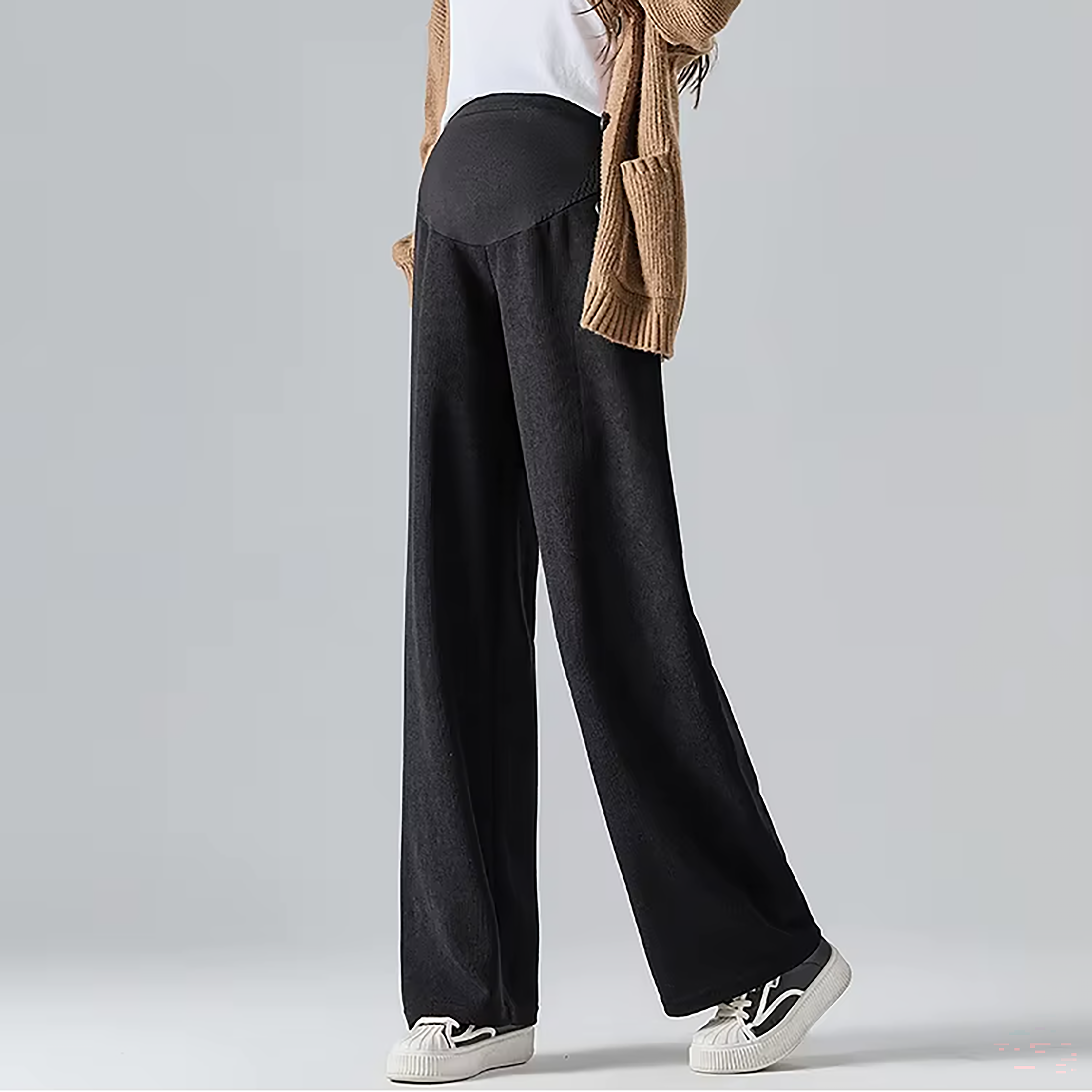 Maternity Pants, Wide-Leg Cotton Blend for Everyday Comfort