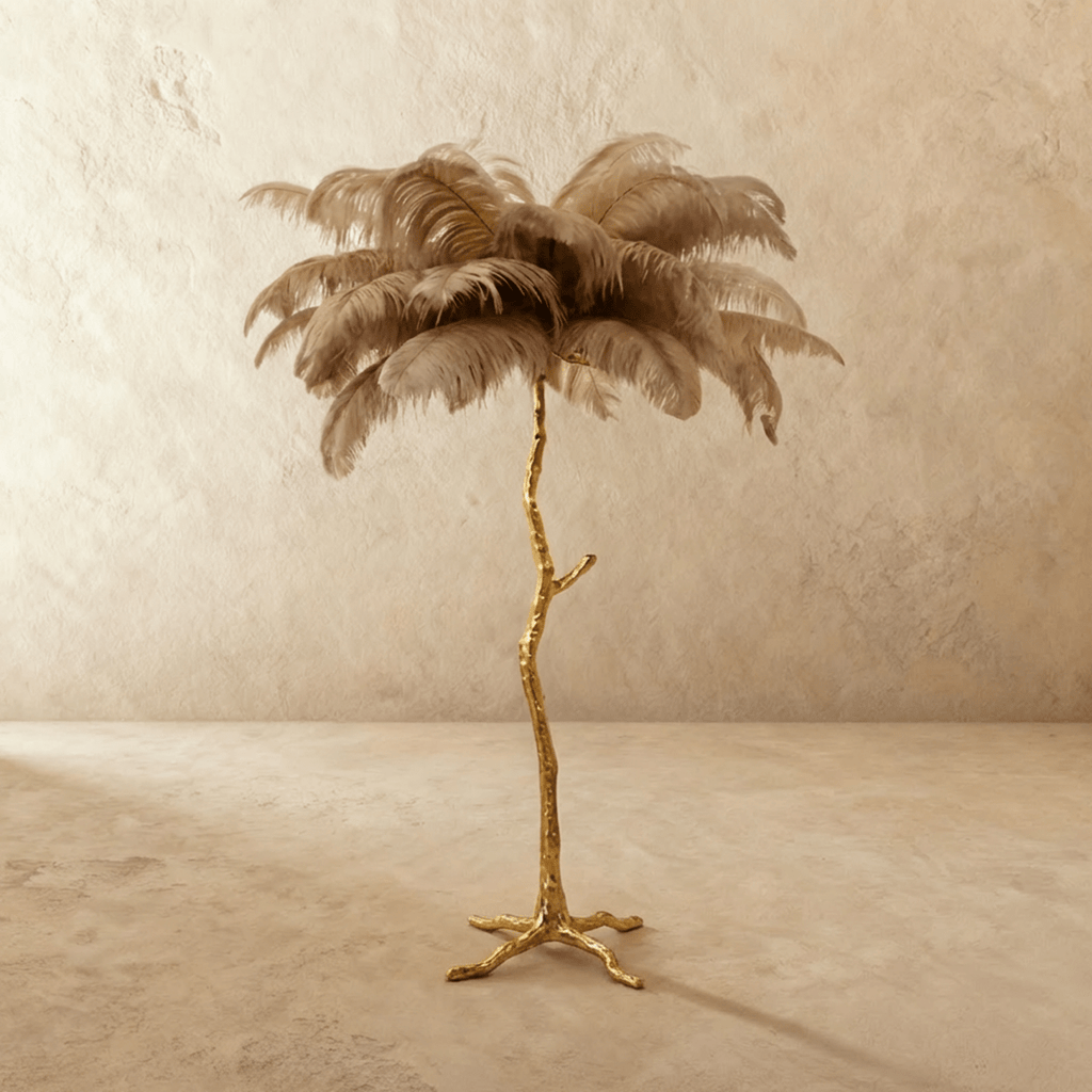 Lampada da terra Feathered Glam con velluto Glow Luxe Interiors
