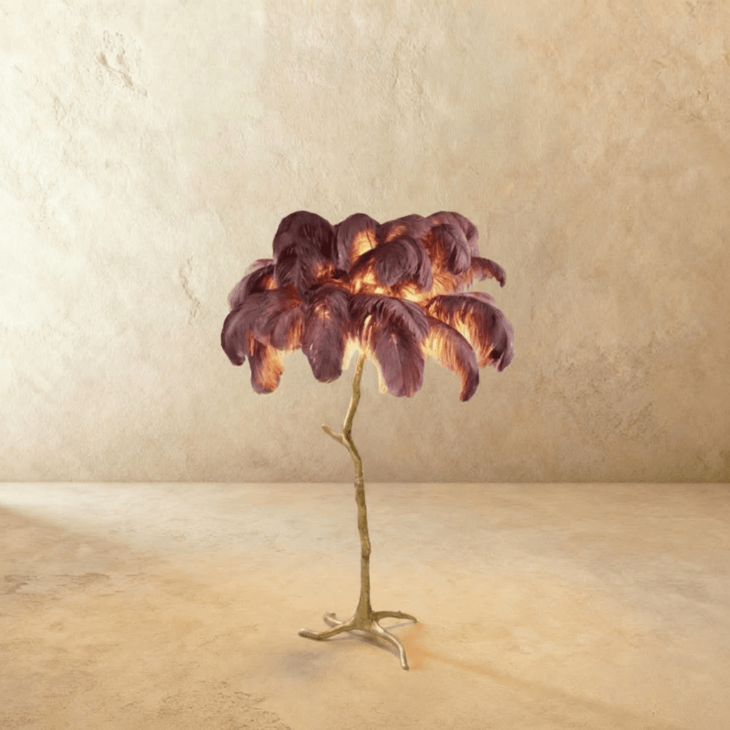 Lampada da terra Feathered Glam con velluto Glow Luxe Interiors