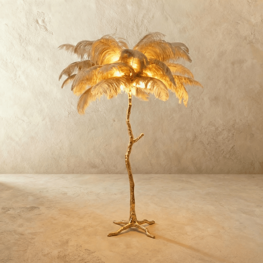 Lampada da terra Feathered Glam con velluto Glow Luxe Interiors