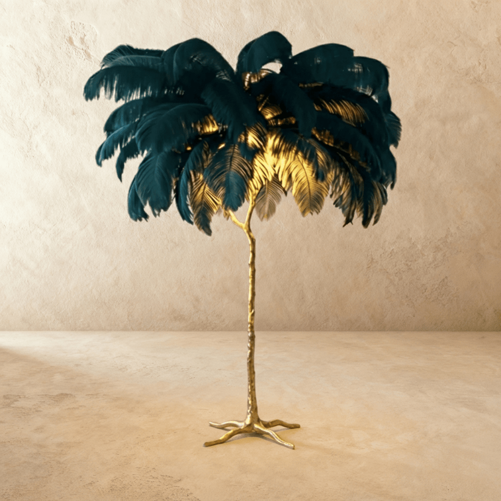 Lampada da terra Feathered Glam con velluto Glow Luxe Interiors