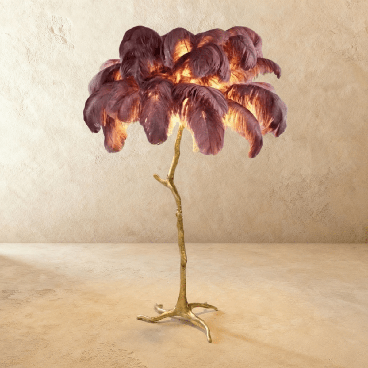 Lampada da terra Feathered Glam con velluto Glow Luxe Interiors