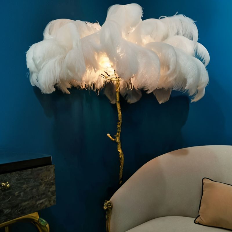 Lampada da terra Feathered Glam con velluto Glow Luxe Interiors