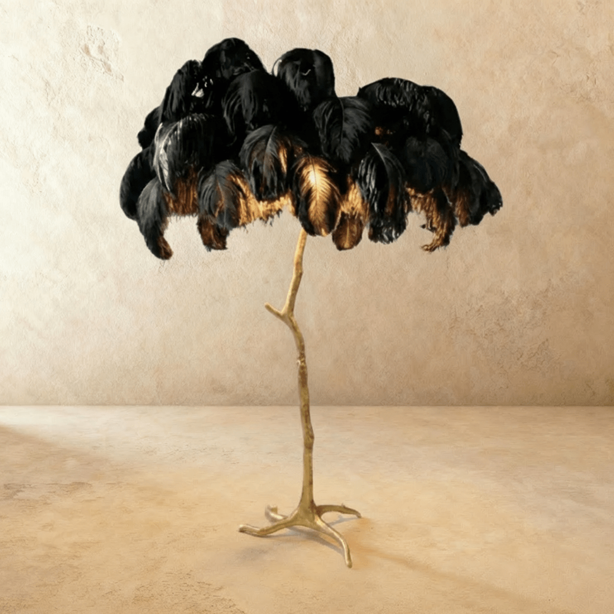 Lampada da terra Feathered Glam con velluto Glow Luxe Interiors