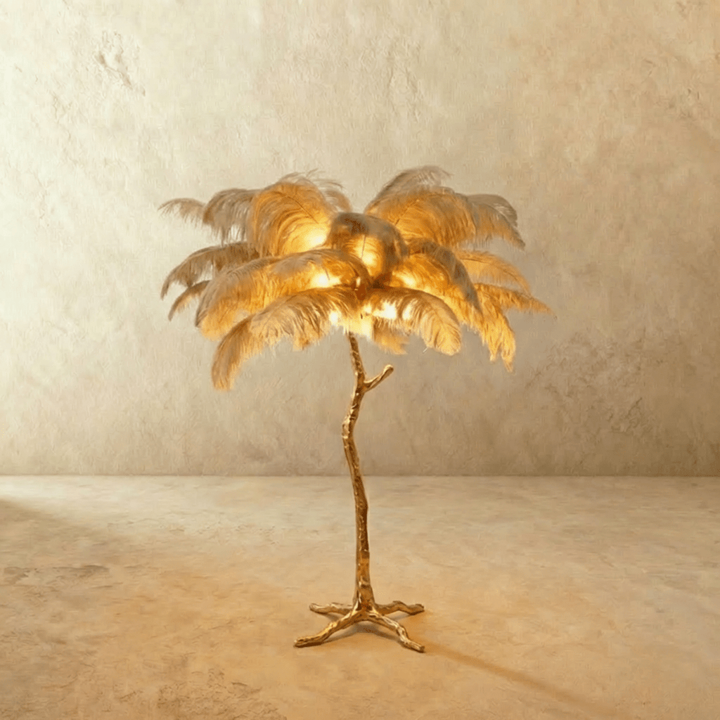 Lampada da terra Feathered Glam con velluto Glow Luxe Interiors