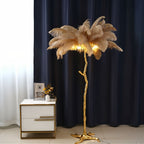 Lampada da terra Feathered Glam con velluto Glow Luxe Interiors