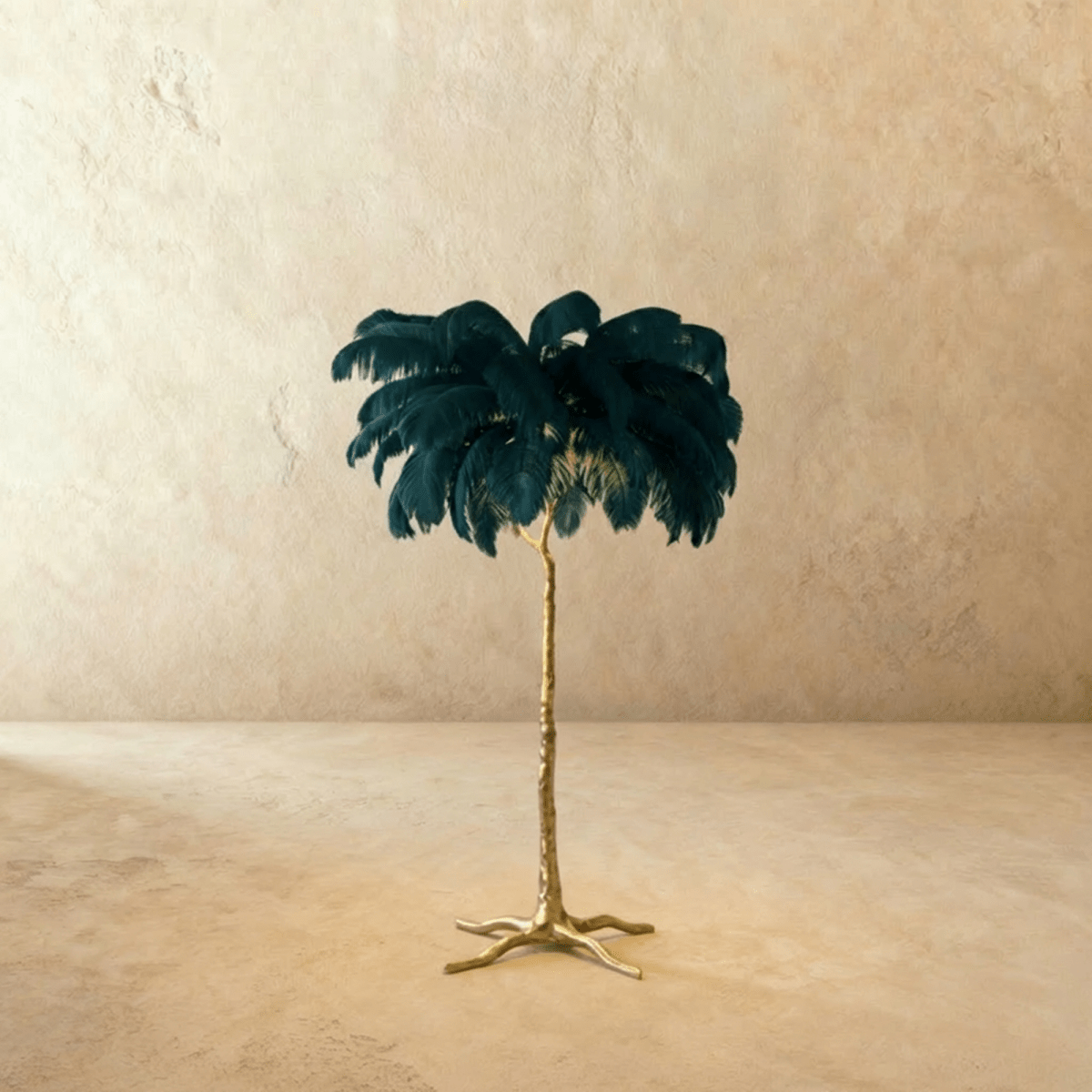 Lampada da terra Feathered Glam con velluto Glow Luxe Interiors