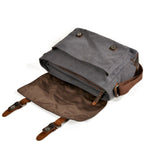 Waxed Canvas Crossbody Sling Bag With Leather Trim, Vintage Style