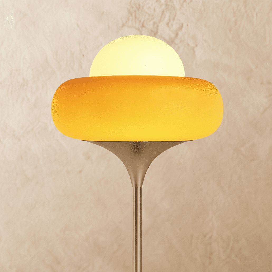 Lampa podłogowa Aurora Nova z kloszem ze szkła do wnętrz w stylu mid-century modern  