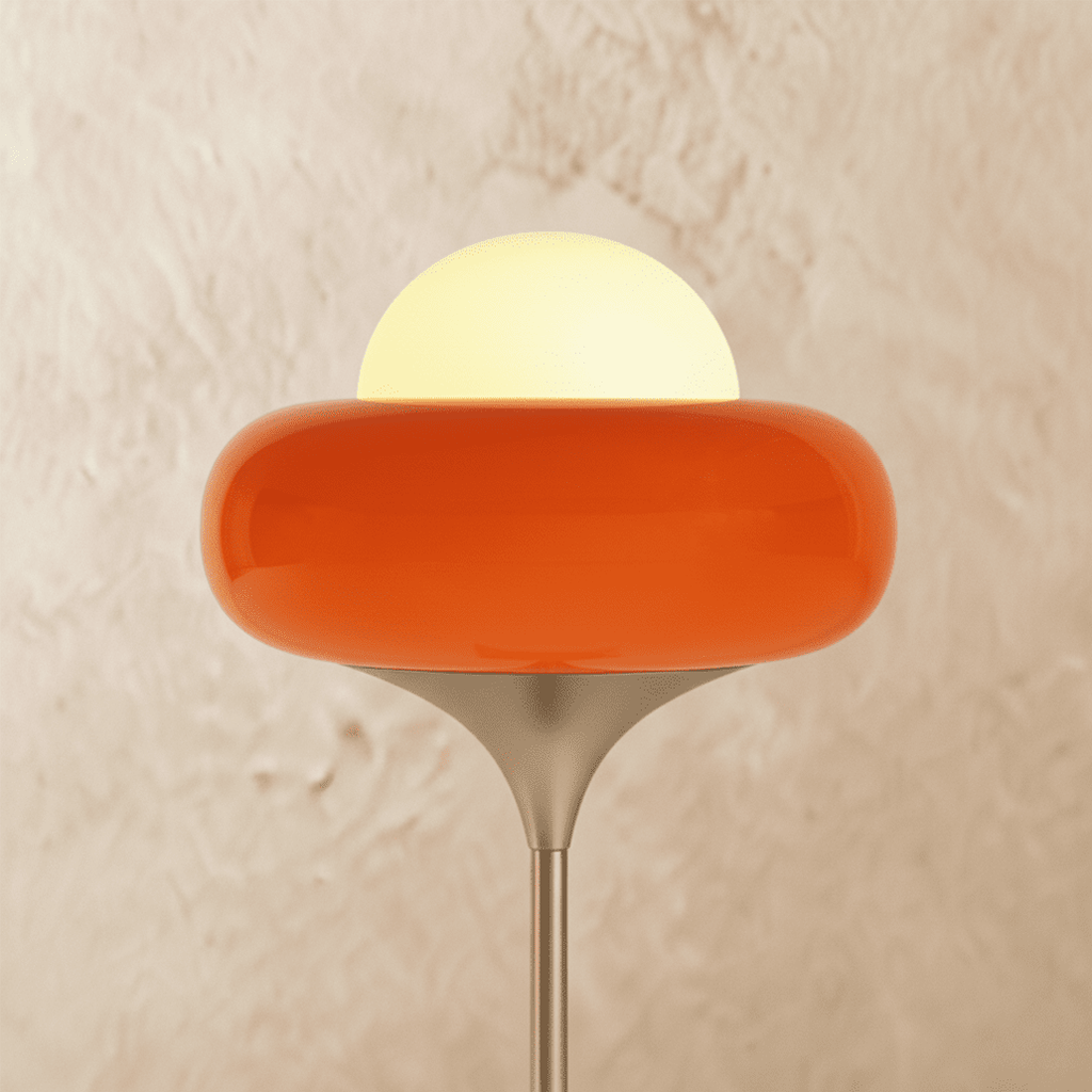 Lampa podłogowa Aurora Nova z kloszem ze szkła do wnętrz w stylu mid-century modern  
