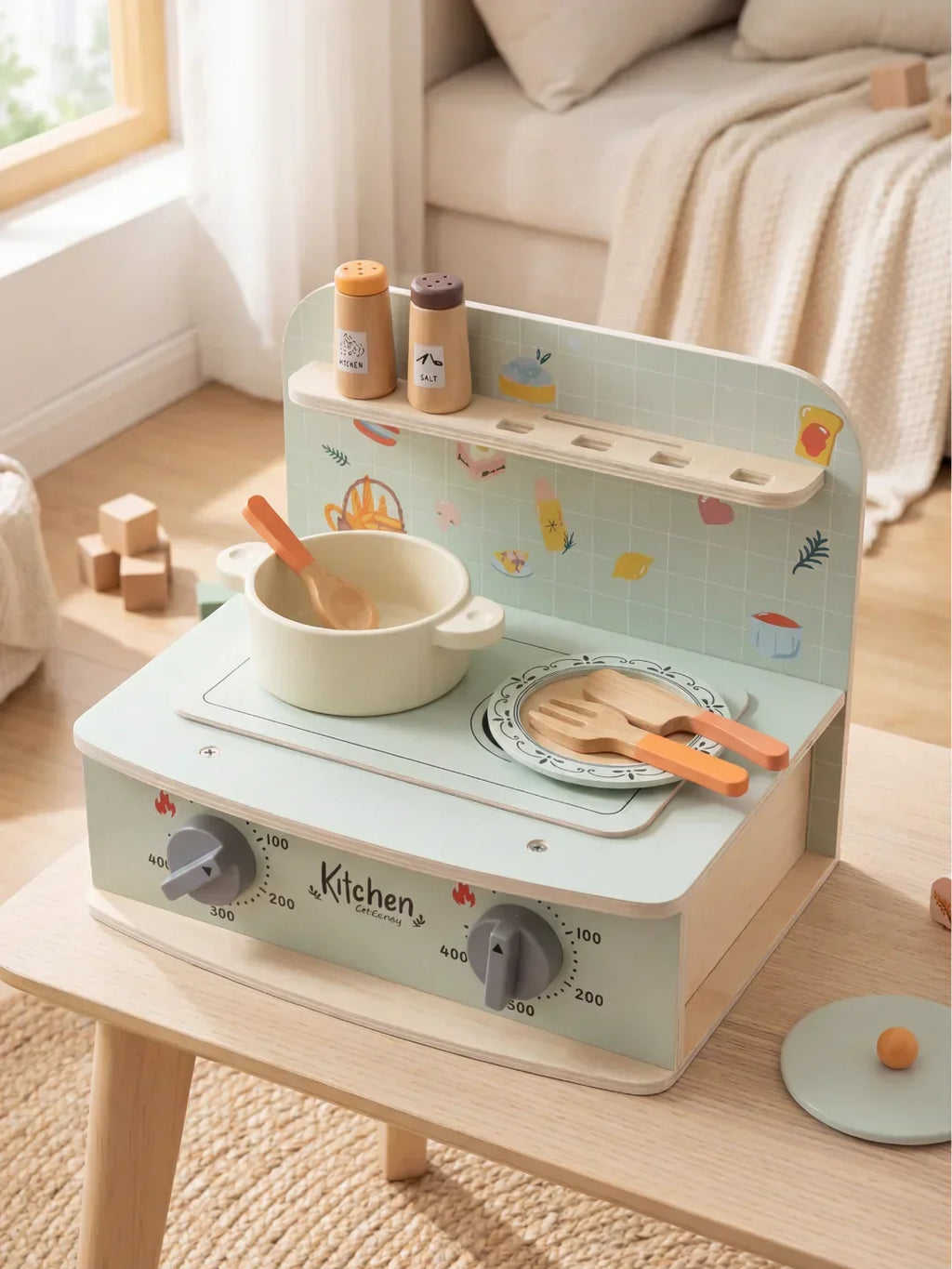 La cuisine du petit chef – Un ensemble de jeu en bois pour des aventures culinaires imaginaires | Fioriscas