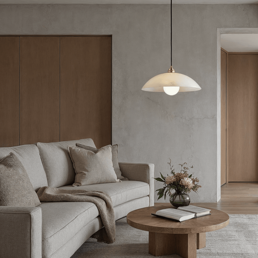 Lampa wisząca Aurora Alabaster Dome z ciepłym, ambientowym światłem