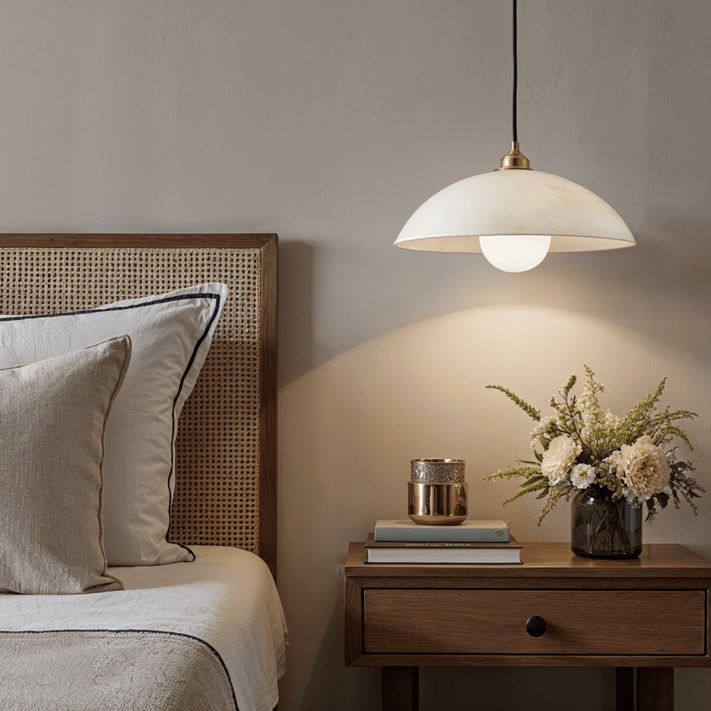 Lampa wisząca Aurora Alabaster Dome z ciepłym, ambientowym światłem