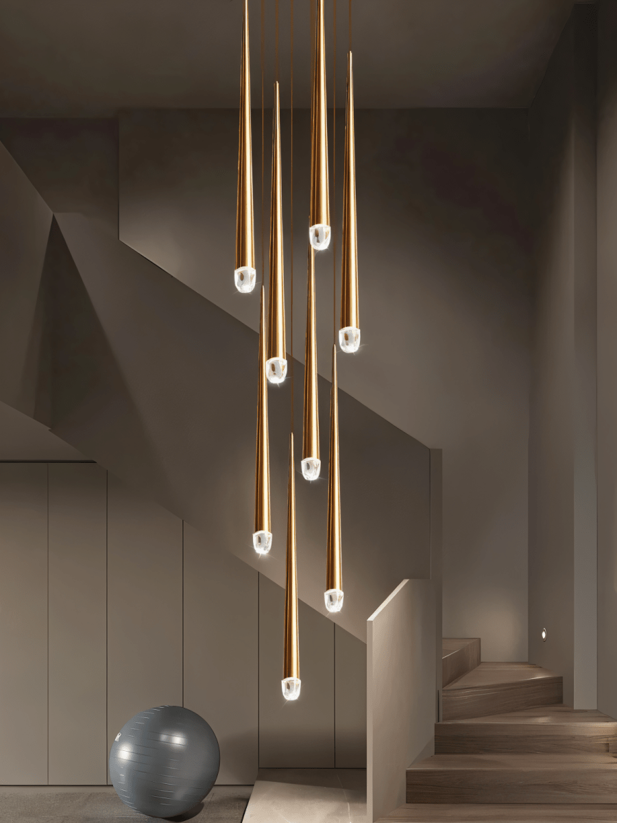 Candeeiro de Teto Moderno LumenCascade com Pendentes em Metal e Acrílico