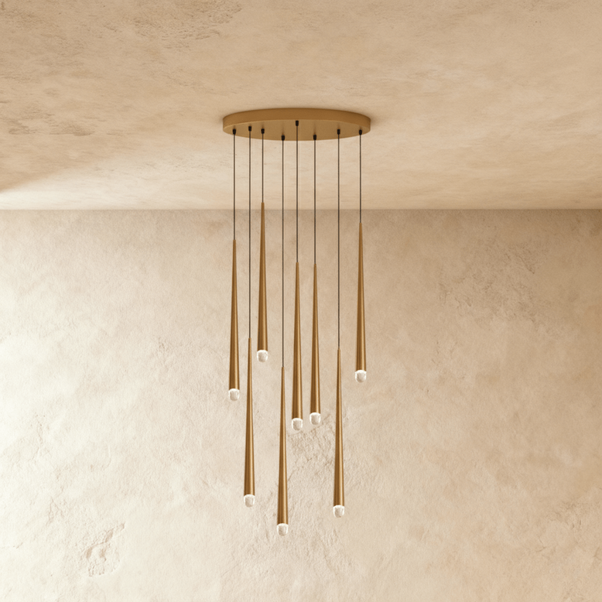 Candeeiro de Teto Moderno LumenCascade com Pendentes em Metal e Acrílico