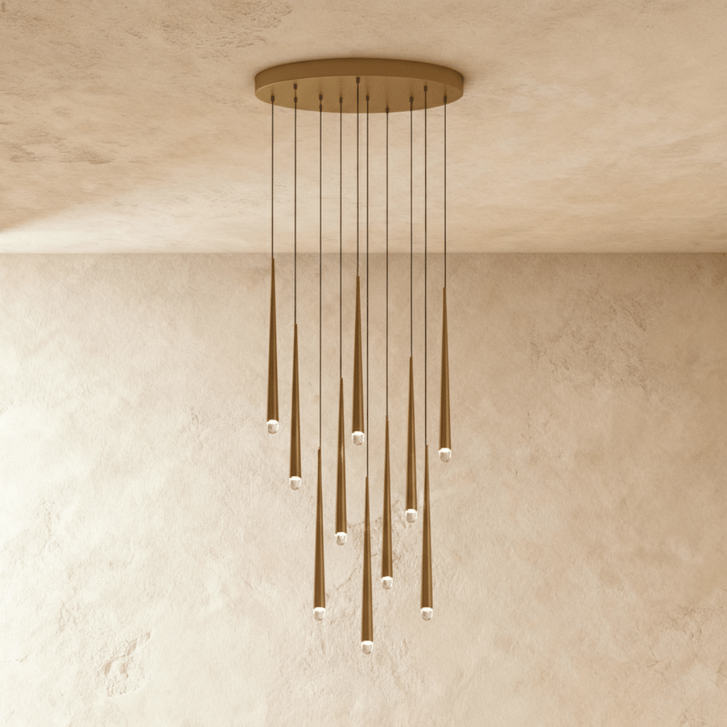 Candeeiro de Teto Moderno LumenCascade com Pendentes em Metal e Acrílico