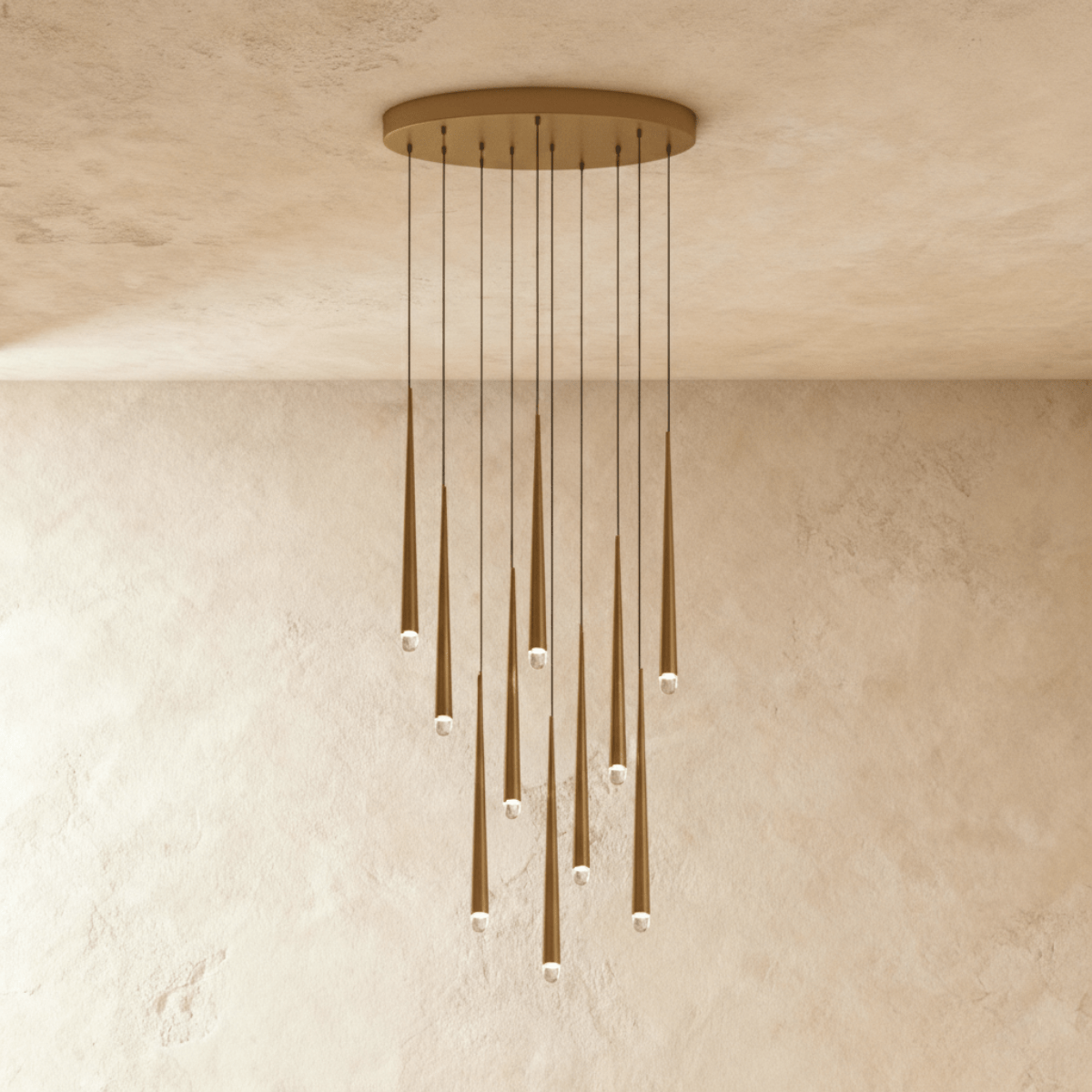 Candeeiro de Teto Moderno LumenCascade com Pendentes em Metal e Acrílico