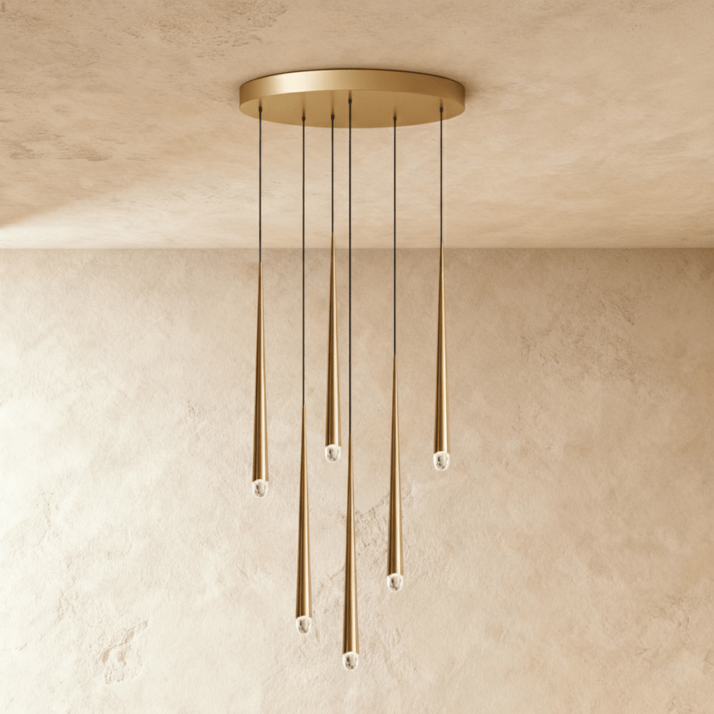 Candeeiro de Teto Moderno LumenCascade com Pendentes em Metal e Acrílico