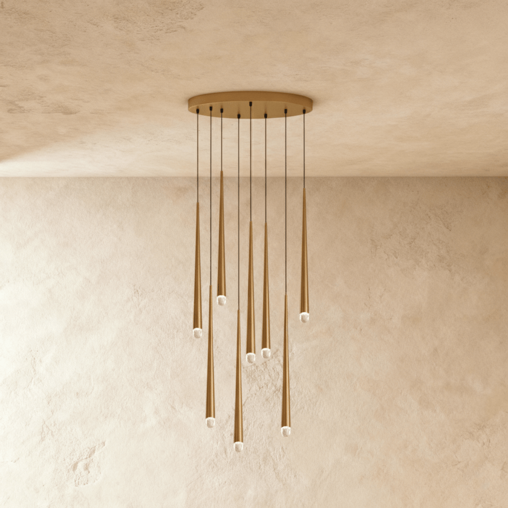Candeeiro de Teto Moderno LumenCascade com Pendentes em Metal e Acrílico