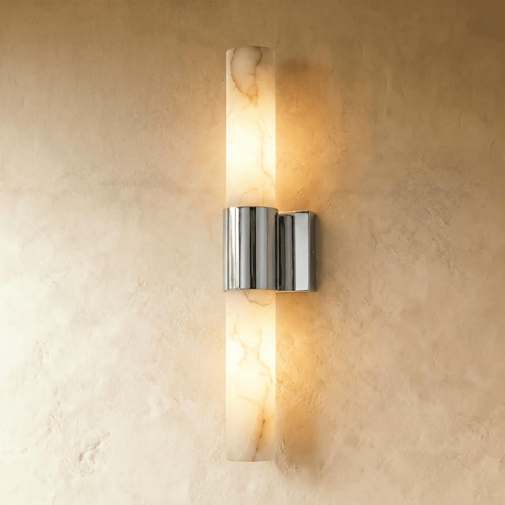 Aplique de pared Aurora de cobre y mármol para pasillos modernos