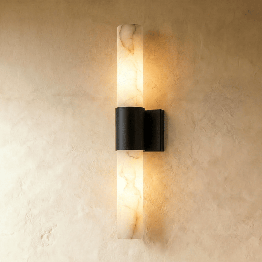 Aplique de pared Aurora de cobre y mármol para pasillos modernos