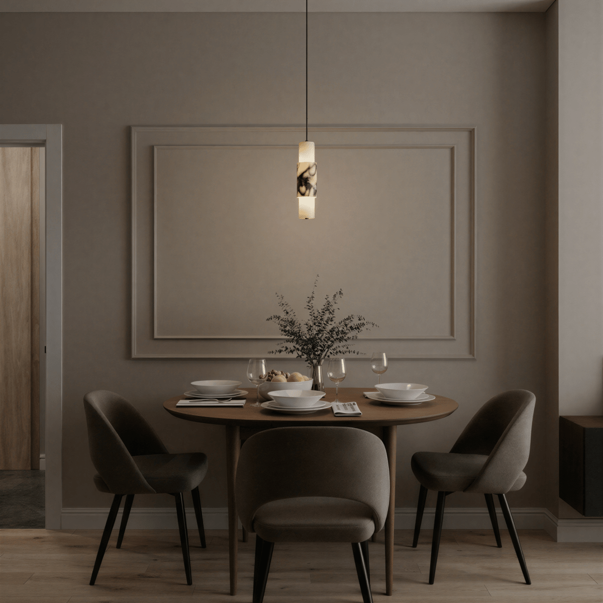Organic Marble Vein Pendant Light With Architectural Diffused Glow