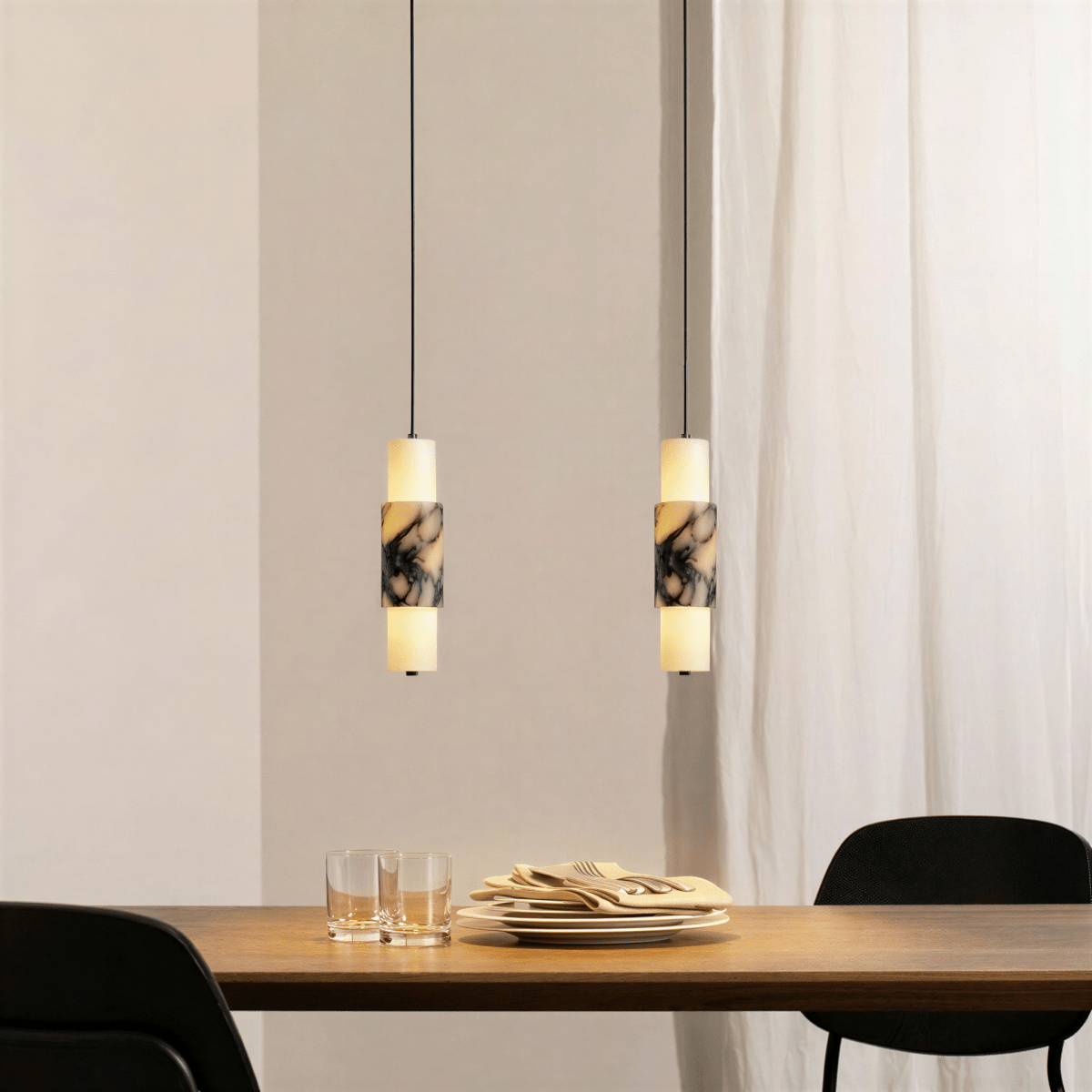 Organic Marble Vein Pendant Light With Architectural Diffused Glow