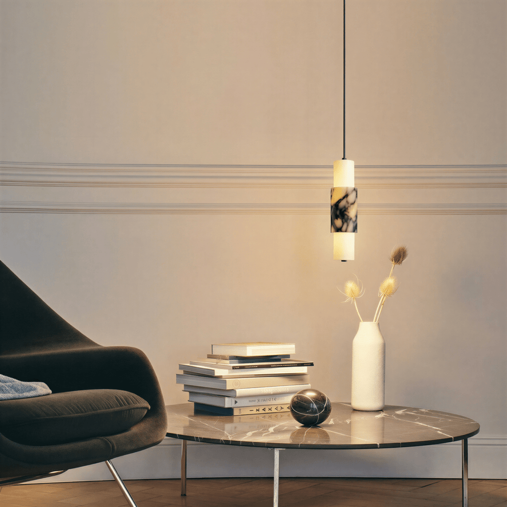 Organic Marble Vein Pendant Light With Architectural Diffused Glow