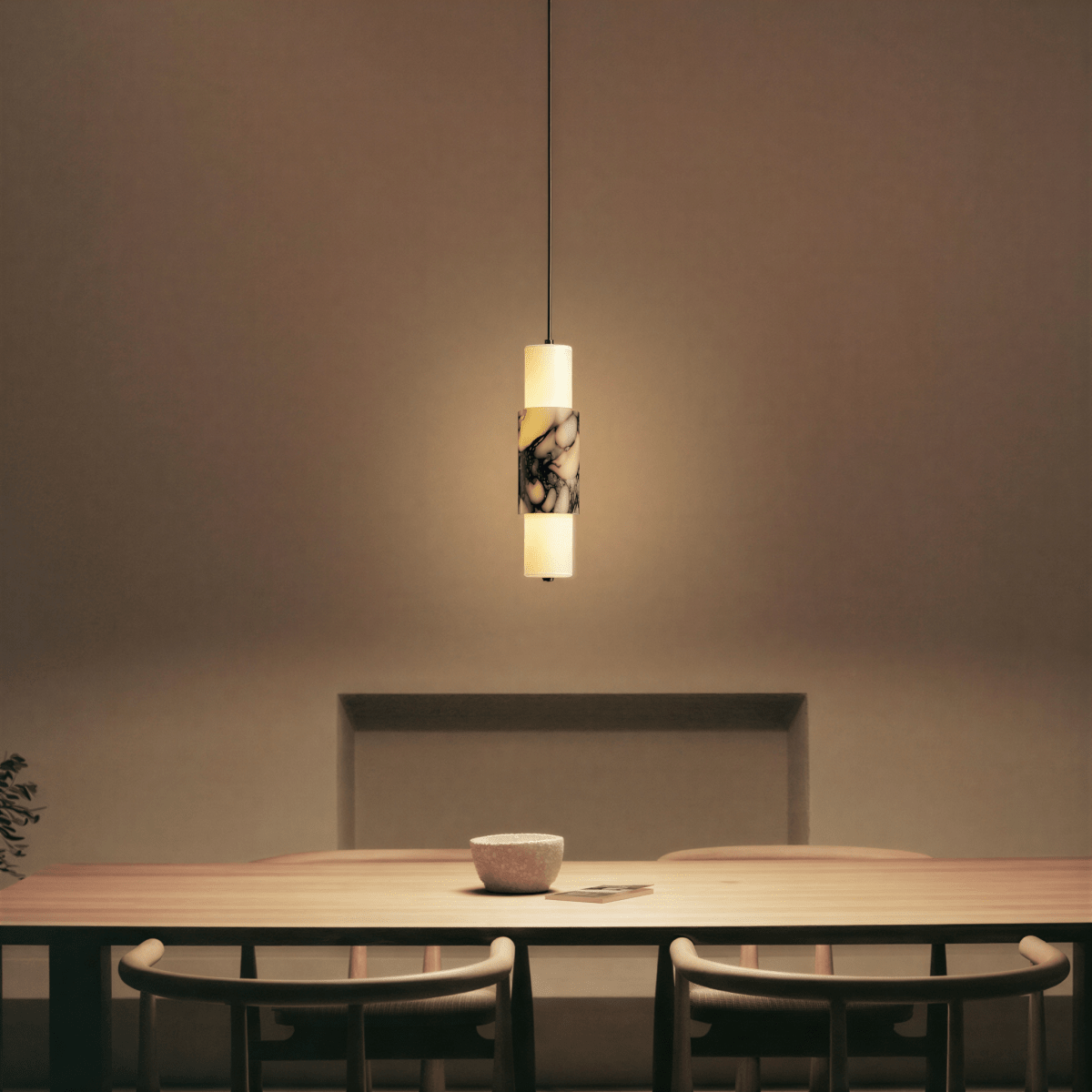 Organic Marble Vein Pendant Light With Architectural Diffused Glow