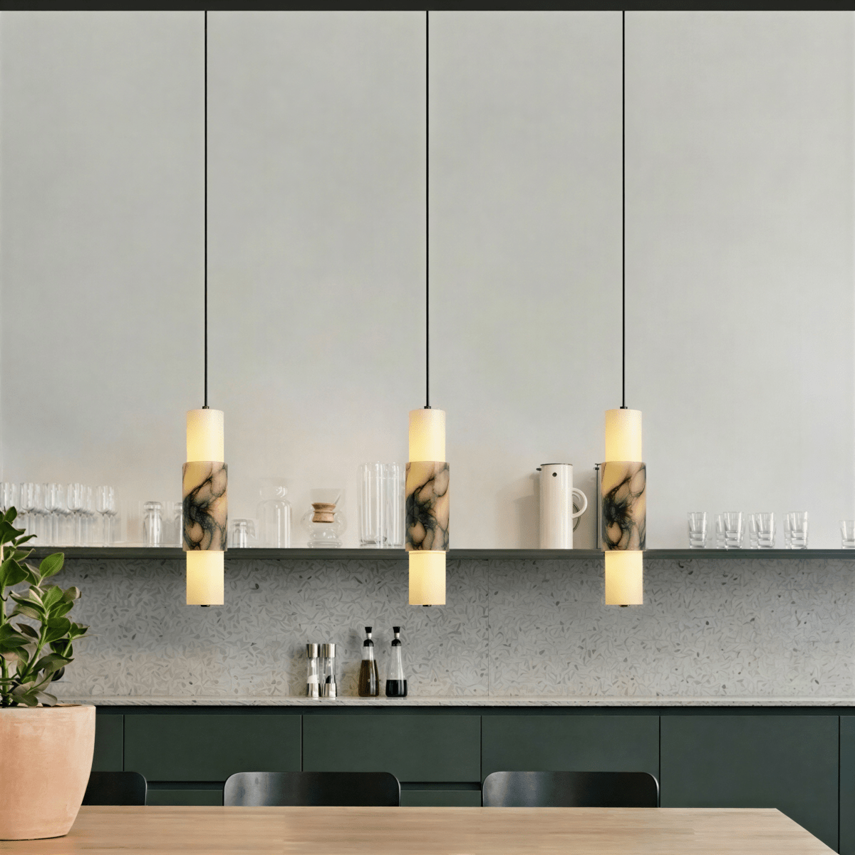 Organic Marble Vein Pendant Light With Architectural Diffused Glow