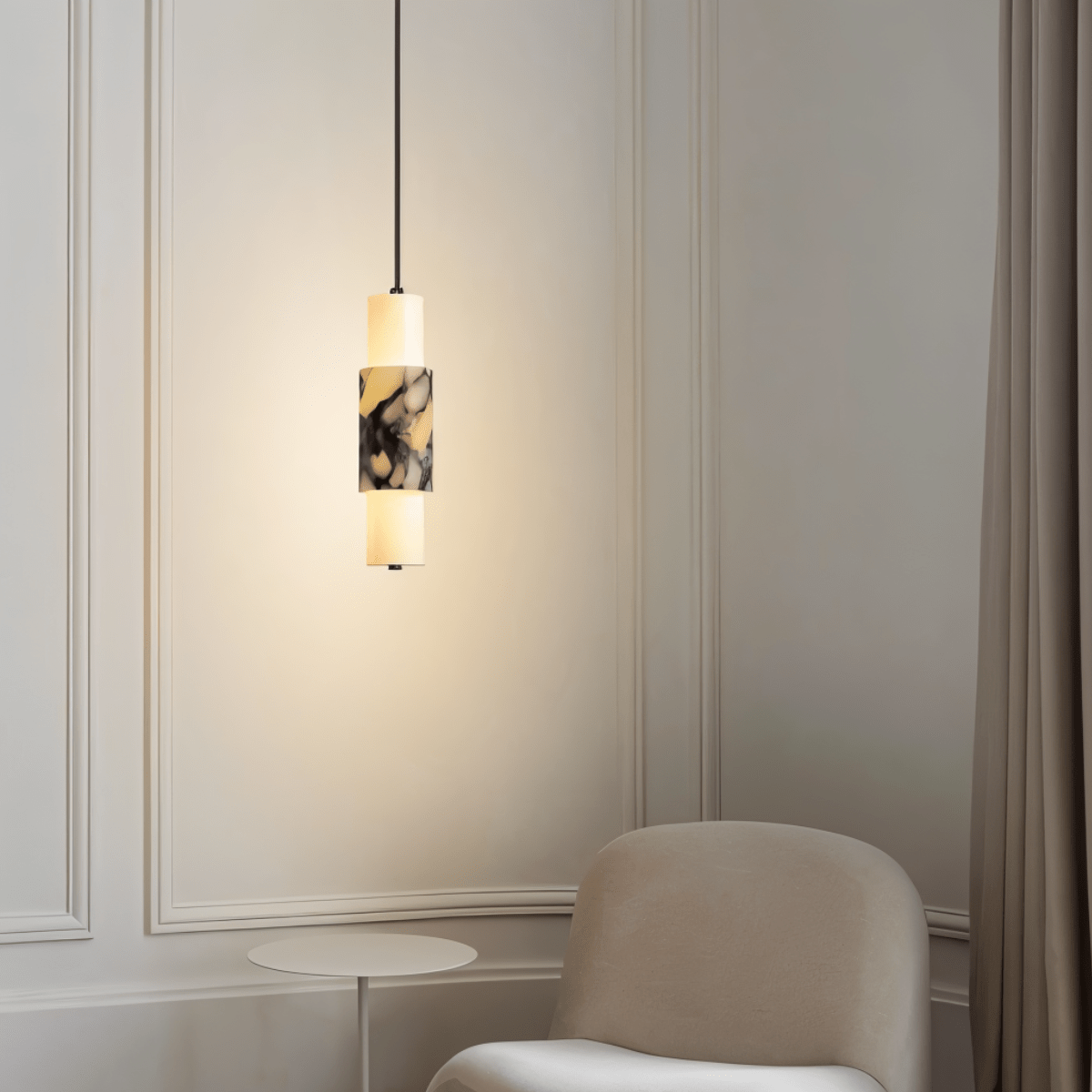 Organic Marble Vein Pendant Light With Architectural Diffused Glow