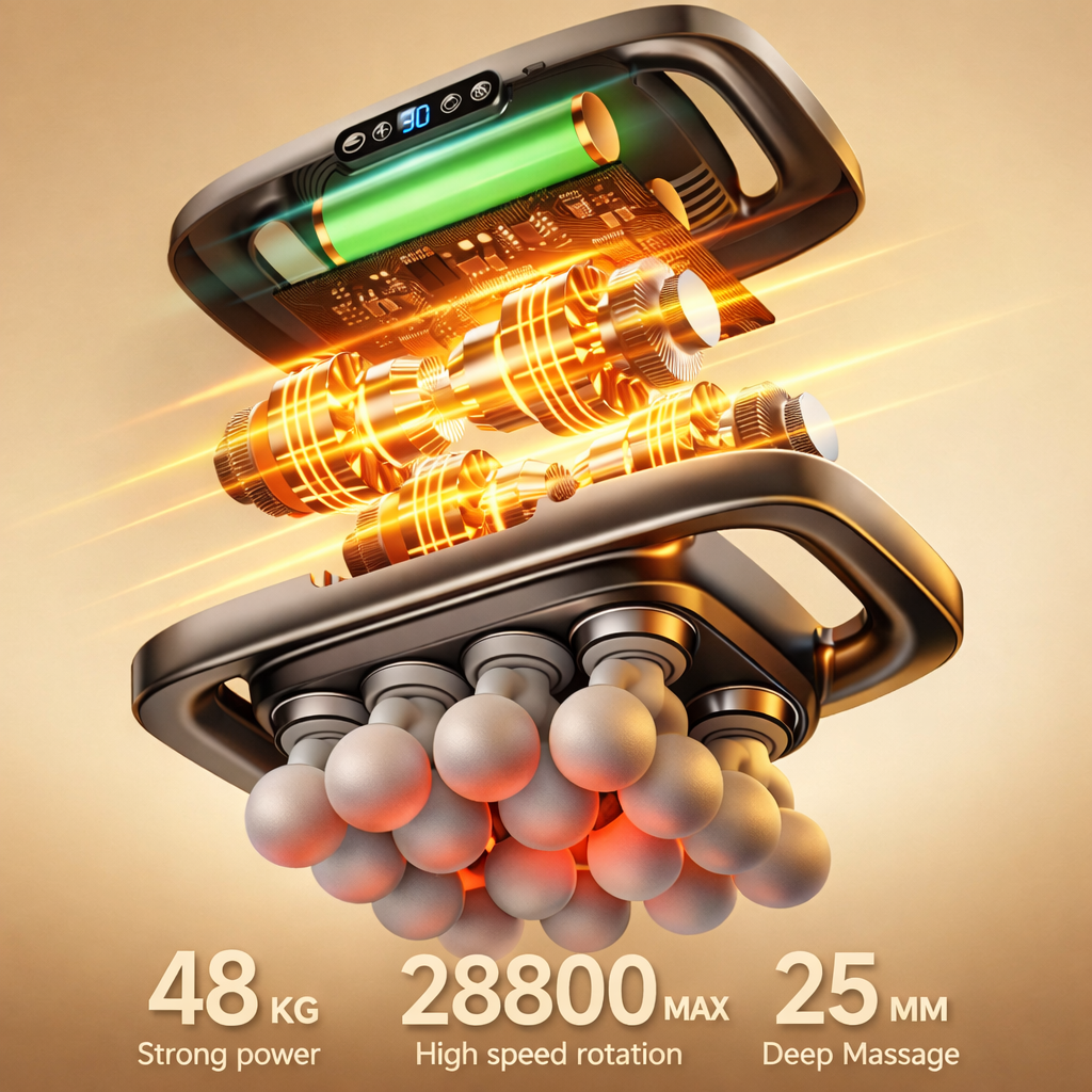 Body Reset – 20-hoved fulddækkende massager med rødt lys og dyb percussion lindring | Fioriscas