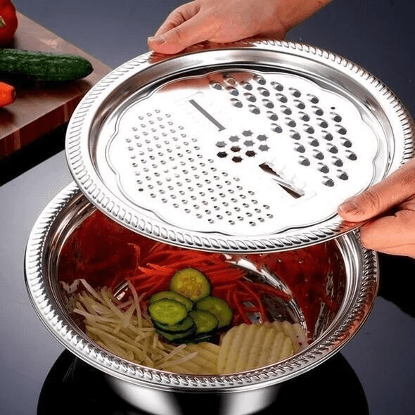 Ensemble de bassines en acier inoxydable fabriquées en Allemagne, trio de cuisine polyvalent | Fioriscas