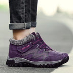 Waterproof Insulated Winter Boots, Unisex Lace-Up Fur Lining