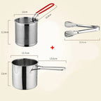 Stainless steel deep fryer with anti-scald handle & oil-saving design - Fioriscas