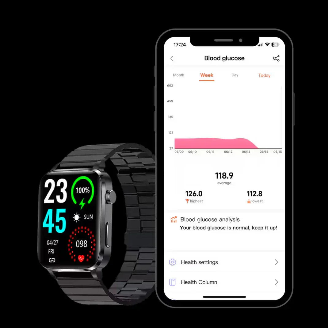 VitaSense Glucose Watch Painless Wellness Tracker Daily Sugar Readings