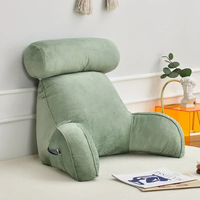 Backrest Reading Pillow With Armrests And Adjustable Headrest
