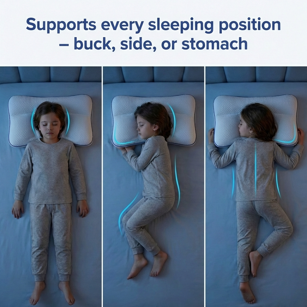 Kinder-Memory-Foam-Kissen, ergonomische Unterstützung für wachsende Schläfer
